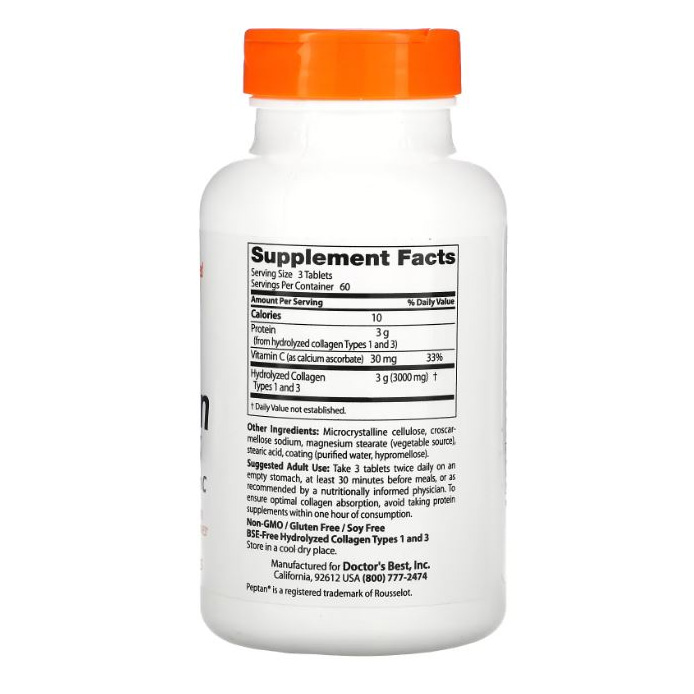 Doctor's Best Collagen Types1 And 3 With Peptan And Vitamin c60Serv